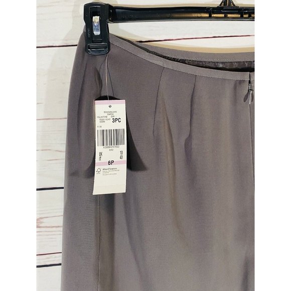 Kasper Skirt Womens Sz 6 Petite Solid Gray Back Zipper & Vent Career Lined - Picture 6 of 10